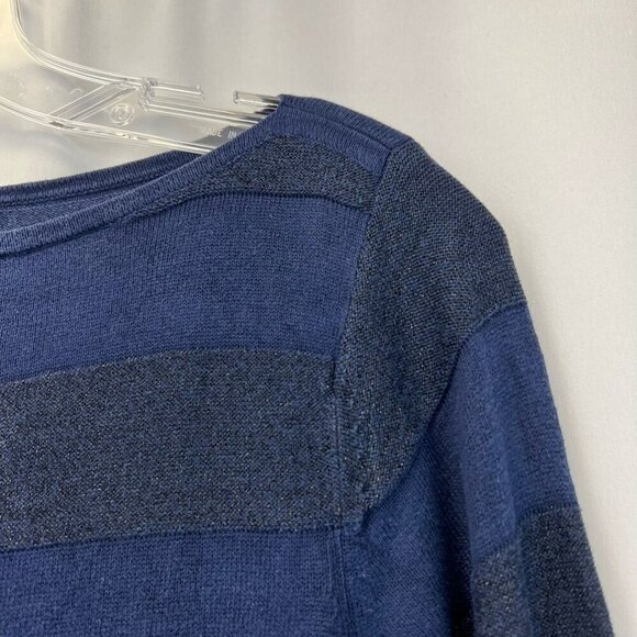 Issac Mizrahi For Target Womens Pullover Sweater Blue Stripe 3/4 Sleeve Sheer M - Picture 8 of 10